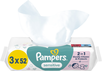 PAMPERS Sensitive chusteczki nawilzane dla dzieci 3x52 szt